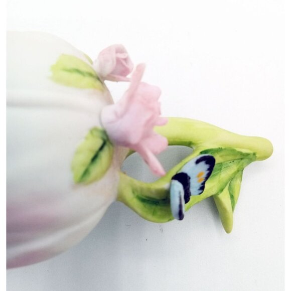 Porcelain Bell Lefton China Pink Rose Hand Painted Butterfly Vintage 1983 03569 - Picture 10 of 15
